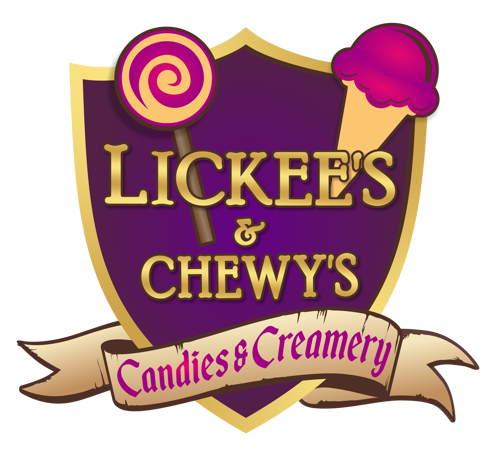 Lickee's & Chewy's Candies & Creamery Logo